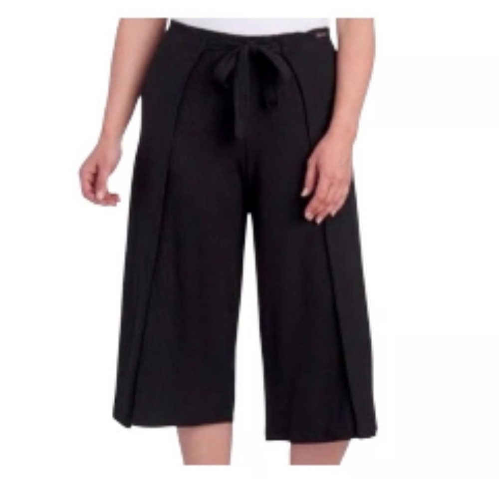 Betsey Johnson Performance Black Wide Leg Pants Wrap Front M Medium New NWT - Picture 7 of 10
